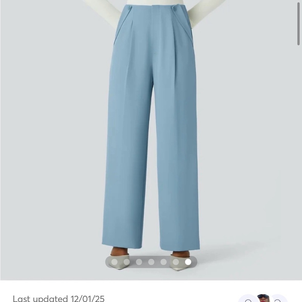 HALARA Wide Leg High-Waist Pants in Dusty Blue